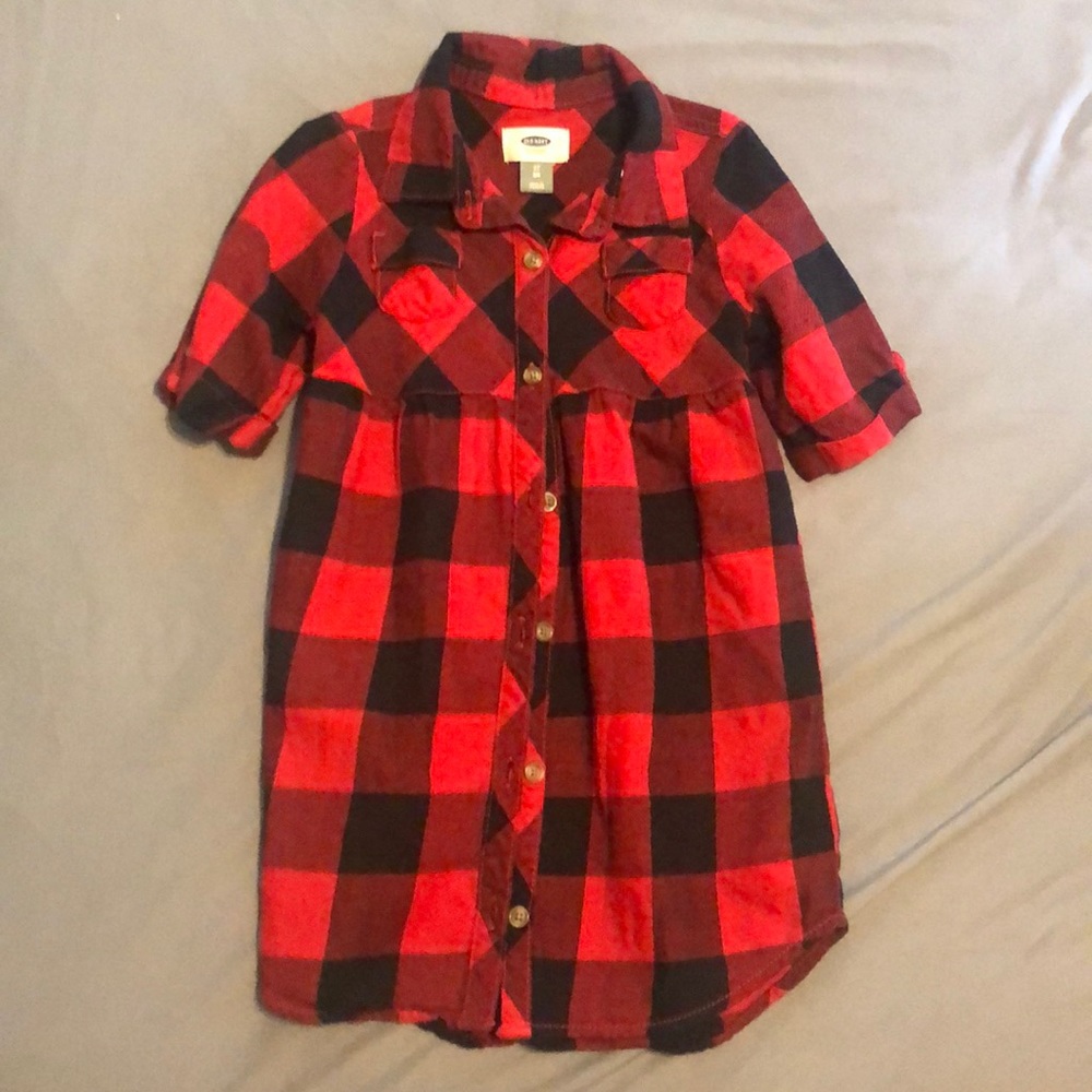 Red and black flannel dress